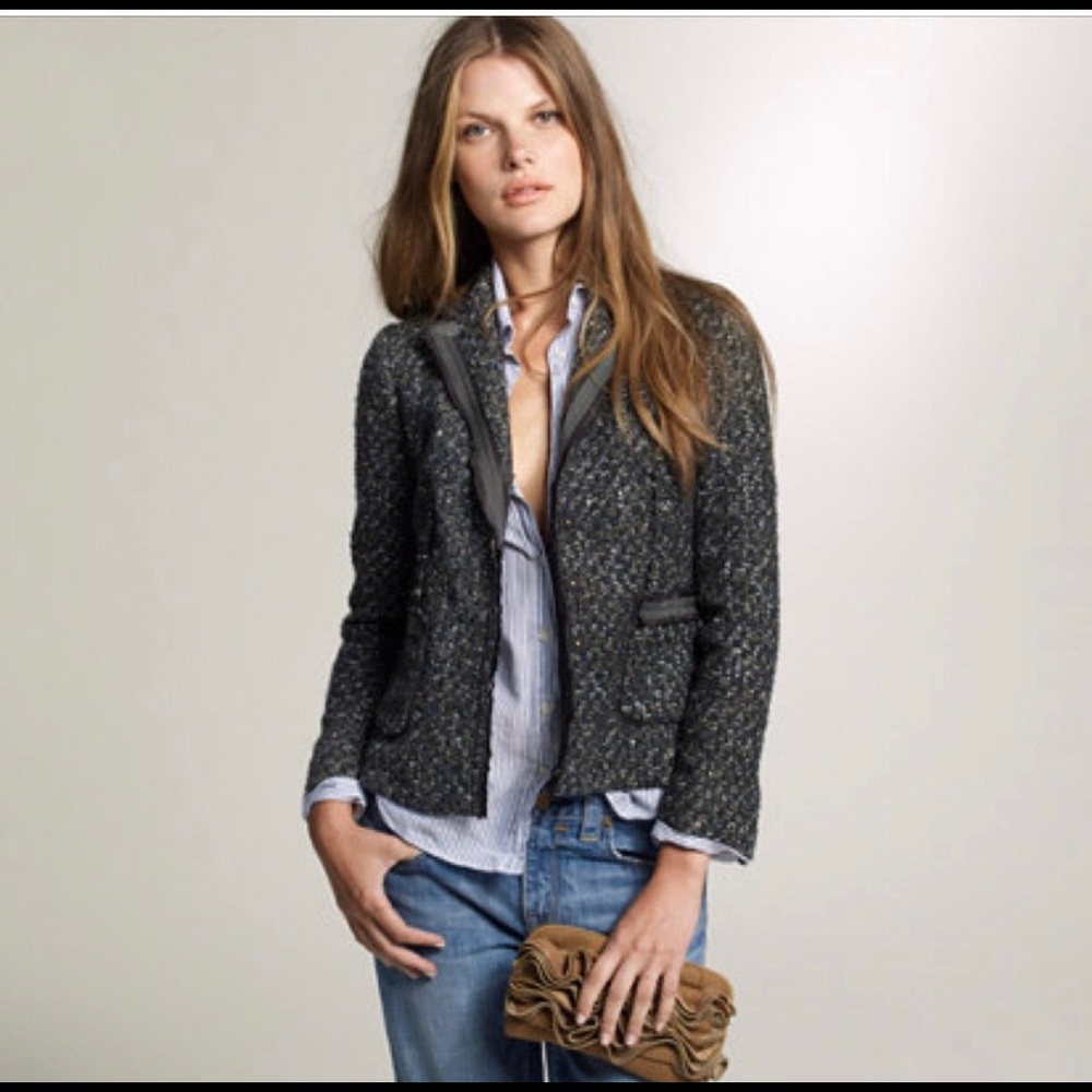 J. Crew Black-Gray Tweed Blazer